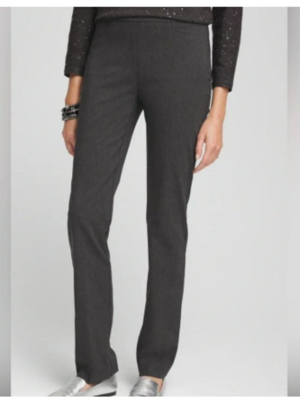 NEW with TAGS CHICO's GREY Slim Straight Leg Pants US 2R NWT